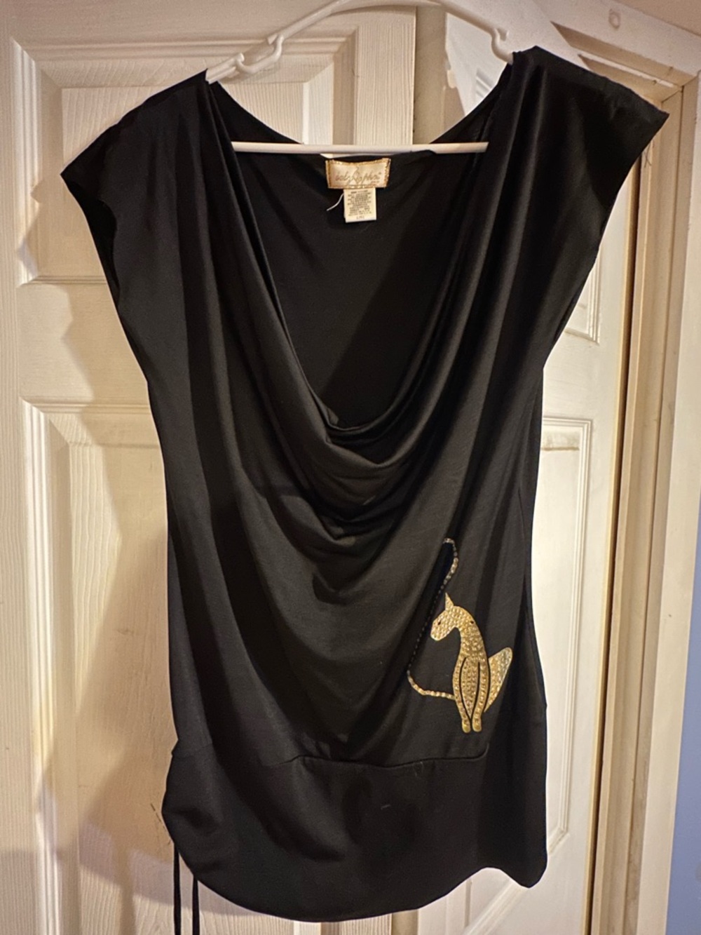 Baby Phat Black Top with Gold Cat Accent